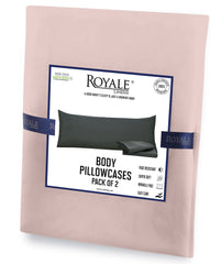 Royale Linens Body Pillow Cover - Double Brushed 1800 Microfiber - 20"x54" with Hidden Zipper Closure - Wrinkle & Fade Resistant - Super Soft Body Pillowcase 2 Pack (Pink, Pack of 2)