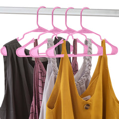 ROYALE 20 Pack Pink Plastic Hangers for Clothes - Heavy Duty Plastic Clothes Hanger Ideal for Everyday Standard Use - Lightweight & Space Saving Notched Plastic Hangers - Slim & Sleek Shoulder Groove