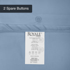 ROYALE Lake Blue Duvet Cover Queen Size - Washed Duvet Cover Set, 3 Piece Double Brushed Duvet Covers with Button Closure - 1 Duvet Cover 90x90 inch and 2 Pillow Shams - Comforter Cover