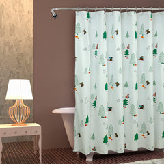 ROYALE LINENS Christmas Printed Shower Curtain 72 X 72 Inches - with Reinforced Button Holes - Christmas Design - Machine Washable & Water Resistant Shower Curtains (72" X 72" Holiday Critter)