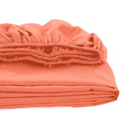 Royale Linens Fitted Sheet Queen - Brushed Hotel Quality 1800 Ultra-Soft Wrinkle & Fade Resistant - Bottom Sheet - Deep Pocket Stretches Up to 16" - Fitted Sheet Only - Elastic Sheet (Queen, Coral)