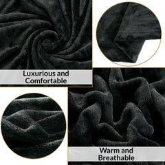 Royale Linens Fleece Blanket Kids Size - Fleece Bed Blanket - All Season Warm Lightweight Super Soft Anti Static Throw Blanket - Black Blanket - Hotel Quality- Blanket For Couch (43x55 Inches, Black)