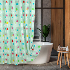 ROYALE LINENS Christmas Printed Shower Curtain 72 X 72 Inches - with Reinforced Button Holes - Christmas Design - Machine Washable & Water Resistant Shower Curtains (72" X 72" Snowmen Green)