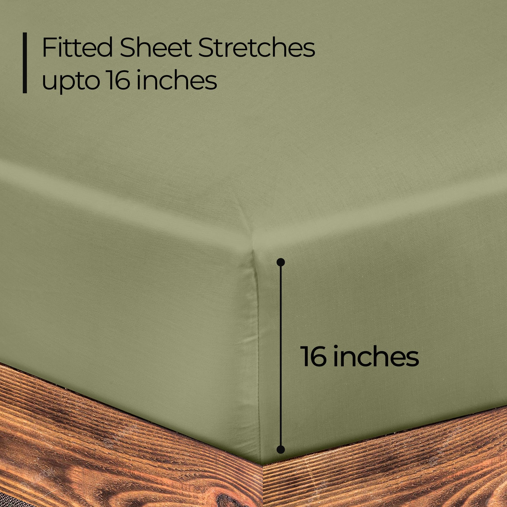 Royale Linens Fitted Sheet - Brushed Hotel Quality 1800 Ultra-Soft Wrinkle & Fade Resistant - Bottom Sheet - Deep Pocket Stretches Up to 16" - Fitted Sheet Only - Elastic Sheet (SageGreen)