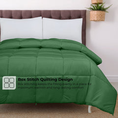 ROYALE Queen Comforter - All Season Down Alternative Bedding Comforter - Lightweight Quilted Comforter with Corner Tabs - Soft Luxury Hotel Comforter - Box Stitched Duvet Insert (Queen, Hunter Green)