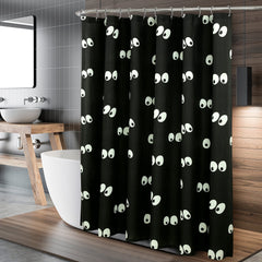 ROYALE LINEN Halloween Printed Shower Curtain 72 X 72 Inches - with Reinforced Button Holes - Spooky and Scary Design - Machine Washable & Water Resistant Shower Curtains (72" X 72" Eyes Black)