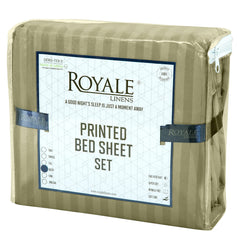 ROYALE LINENS Striped Bed Sheet Set - Microfiber 1800 Bedding - 1 Fitted Sheet, 1 Flat Sheet, 2 Pillowcase - Wrinkle & Fade Resistant - 4 Piece Damask Stripe Bed Sheet Set (Stripe SageGreen, Queen)