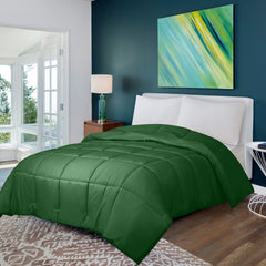 ROYALE Queen Comforter - All Season Down Alternative Bedding Comforter - Lightweight Quilted Comforter with Corner Tabs - Soft Luxury Hotel Comforter - Box Stitched Duvet Insert (Queen, Hunter Green)