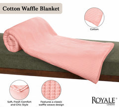 Royale Linens Cotton Waffle Blanket - Breathable And Soft, Lightweight And Cozy Waffle Weave Bed Blanket For All Season