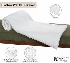Royale Linens Cotton Waffle Blanket - Breathable And Soft, Lightweight And Cozy Waffle Weave Bed Blanket For All Season