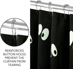 ROYALE LINEN Halloween Printed Shower Curtain 72 X 72 Inches - with Reinforced Button Holes - Spooky and Scary Design - Machine Washable & Water Resistant Shower Curtains (72" X 72" Eyes Black)