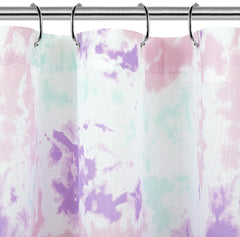 ROYALE LINENS Printed Shower Curtain 72 X 72 Inches - with Reinforced Button Holes - Tie Dye Design - Machine Washable & Water Resistant Shower Curtains (Standard - Tie Dye Purple)