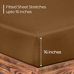 Royale Linens 300 Thread Count 100% Long Staple Combed Cotton Fitted Sheet- Super Soft Deep Pocket Sheet- Chocolate Fitted Sheet Queen Size - Queen Fitted Sheet Only - Elastic Sheet (Queen, Chocolate)