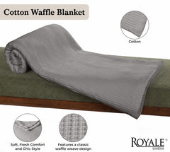 Royale Linens Cotton Waffle Blanket - Breathable And Soft, Lightweight And Cozy Waffle Weave Bed Blanket For All Season