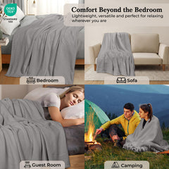Royale Linens Cotton Waffle Blanket - Breathable And Soft, Lightweight And Cozy Waffle Weave Bed Blanket For All Season