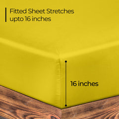 Royale Linens Fitted Sheet Queen - Brushed Hotel Quality 1800 Soft Wrinkle & Fade Resistant - Bottom Sheet - Deep Pocket Stretches Up to 16" - Fitted Sheet Only - Elastic Sheet (Queen,Yellow)