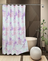 ROYALE LINENS Printed Shower Curtain 72 X 72 Inches - with Reinforced Button Holes - Tie Dye Design - Machine Washable & Water Resistant Shower Curtains (Standard - Tie Dye Purple)