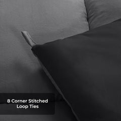 ROYALE Queen Comforter - All Season Down Alternative Bedding Comforter - Lightweight Quilted Comforter with Corner Tabs - Soft Luxury Hotel Comforter - Box Stitched Duvet Insert (Queen, Black & Grey)