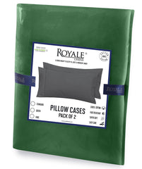 Royale Linens Queen Pillowcase Set of 2 - Bed Pillow Cover - 20" x 30" - Pillowcases - 1800 Brushed Microfiber, Wrinkle & Fade Resistant - Soft & Cozy- Queen Size Pillow Case (Queen, Hunter Green)