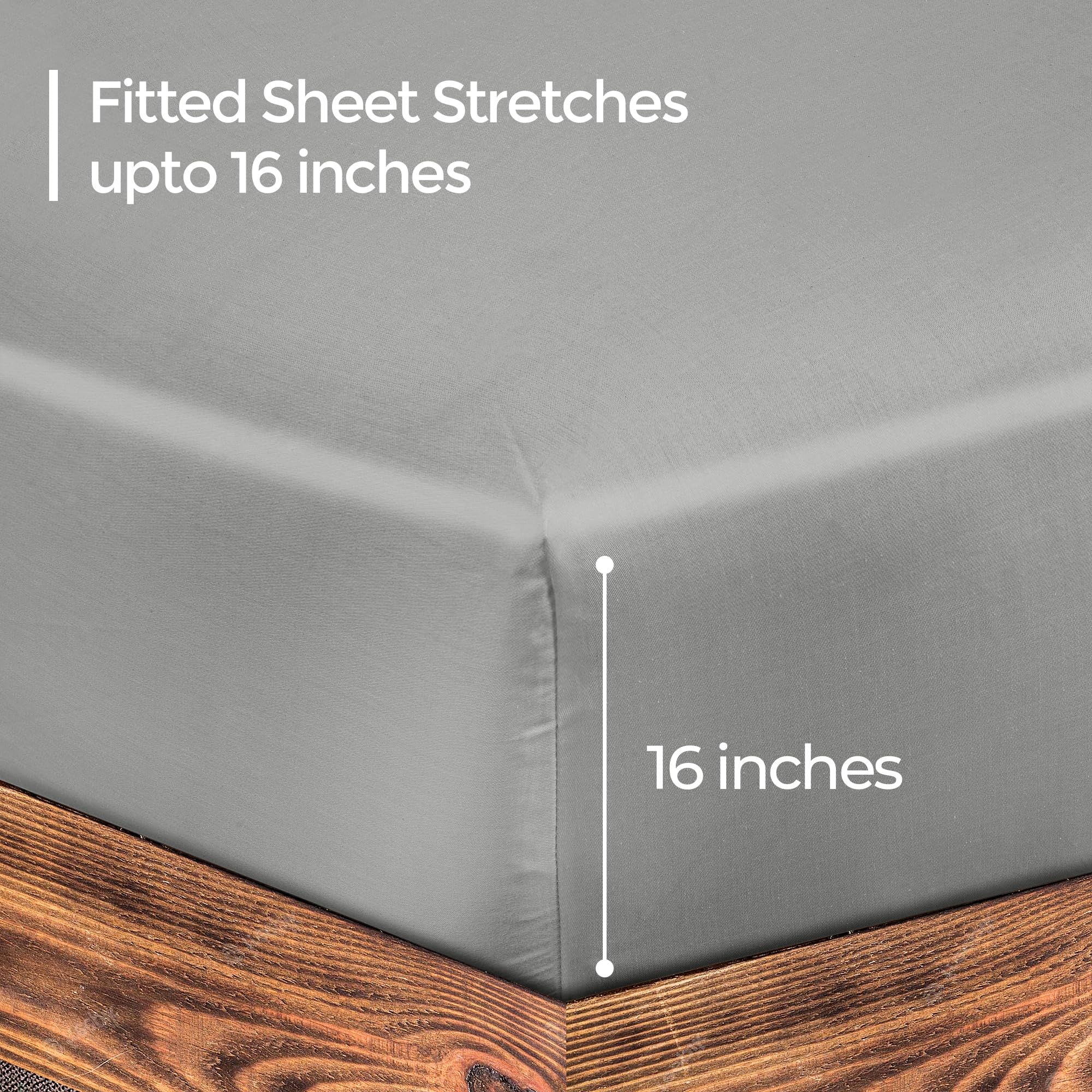 Royale LINENS 300 Thread Count 100% Long Staple Combed Cotton Fitted Sheet - Soft Deep Pocket Bottom Sheet - Silver Fitted Sheet - Fitted Sheet Only - Elastic Sheet (Silver)