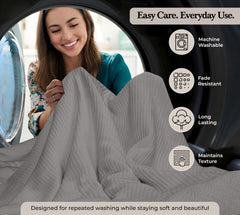 Royale Linens Cotton Waffle Blanket - Breathable And Soft, Lightweight And Cozy Waffle Weave Bed Blanket For All Season