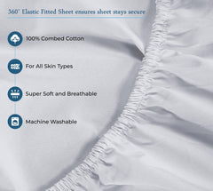 ROYALE LINENS 400 Thread Count 100% American Grown Cotton 4 Piece Sateen Queen Sheet Set - 1 Fitted Sheet, 1 Flat Sheet, 2 Pillow case - Silver Queen Bedsheet - Cotton Sheets - (Queen, Spanish Silver)