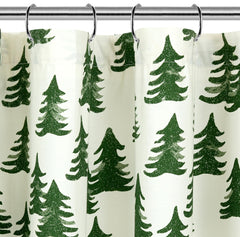 ROYALE LINENS Christmas Printed Shower Curtain 72 X 72 Inches - with Reinforced Button Holes - Christmas Design - Machine Washable & Water Resistant Shower Curtains (72" X 72" Trees White)