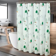 ROYALE LINENS Christmas Printed Shower Curtain 72 X 72 Inches - with Reinforced Button Holes - Christmas Design - Machine Washable & Water Resistant Shower Curtains (72" X 72" Holiday Critter)