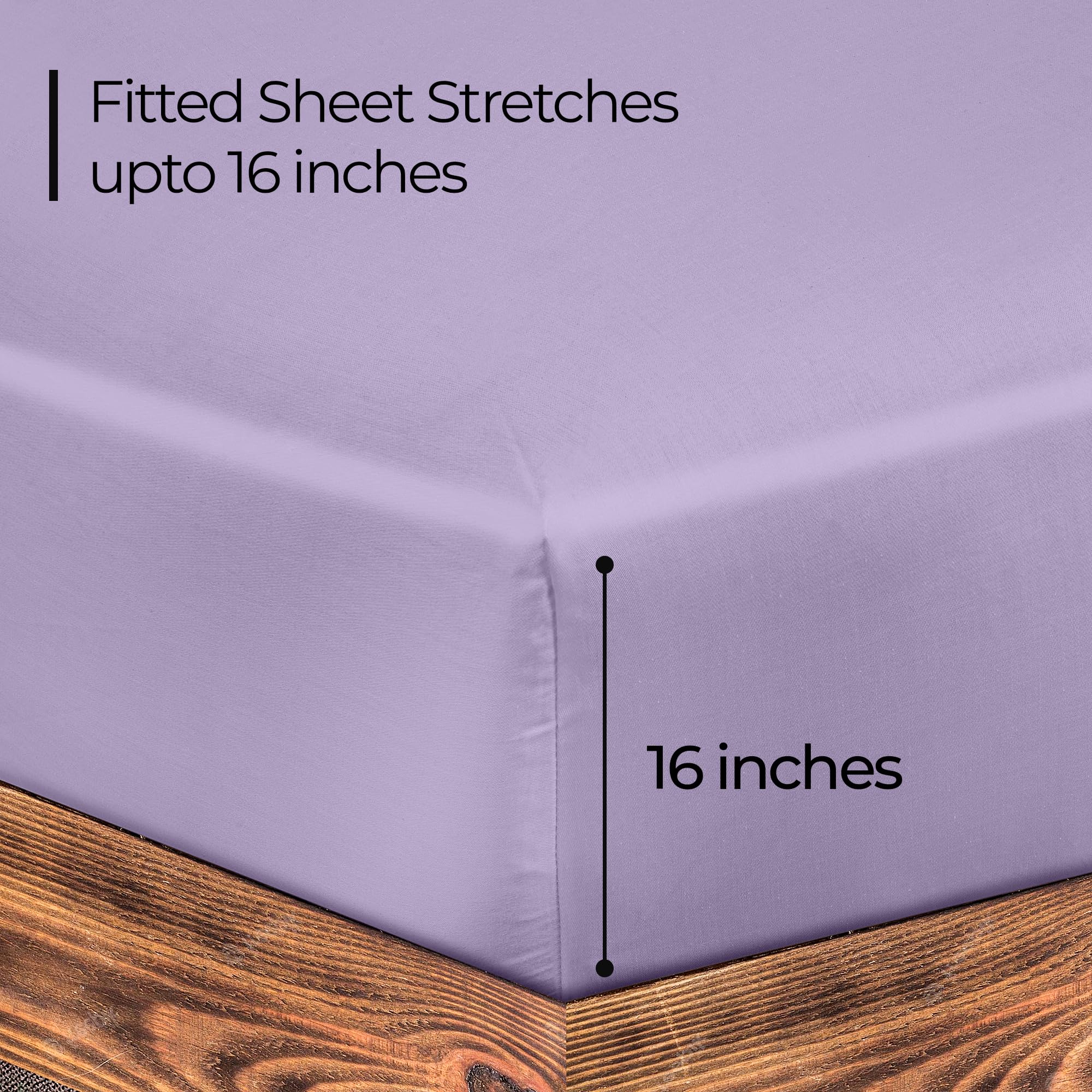 Royale Linens Fitted Sheet - Brushed Hotel Quality 1800 Soft Wrinkle & Fade Resistant - Bottom Sheet - Deep Pocket Stretches Up to 16" - Fitted Sheet Only - Elastic Sheet (Lavendar)