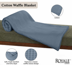 Royale Linens Cotton Waffle Blanket - Breathable And Soft, Lightweight And Cozy Waffle Weave Bed Blanket For All Season