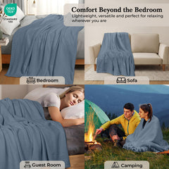 Royale Linens Cotton Waffle Blanket - Breathable And Soft, Lightweight And Cozy Waffle Weave Bed Blanket For All Season