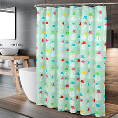 ROYALE LINENS Christmas Printed Shower Curtain 72 X 72 Inches - with Reinforced Button Holes - Christmas Design - Machine Washable & Water Resistant Shower Curtains (72" X 72" Snowmen Green)