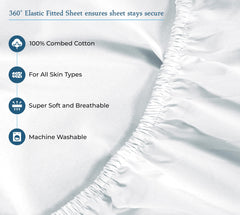 ROYALE LINENS 400 Thread Count 100% American Grown Cotton 4 Piece Sateen Queen Sheet Set - 1 Fitted Sheet, 1 Flat Sheet, 2 Pillow case - True White Queen Bedsheet - Cotton Sheets - (Queen, True White)