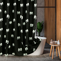 ROYALE LINEN Halloween Printed Shower Curtain 72 X 72 Inches - with Reinforced Button Holes - Spooky and Scary Design - Machine Washable & Water Resistant Shower Curtains (72" X 72" Eyes Black)