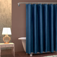 ROYALE LINENS Printed Shower Curtain 72 X 72 Inches - with Reinforced Button Holes - Machine Washable & Water Resistant Shower Curtains (Standard - Woven Stripe Blue)