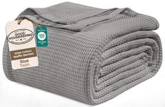 Royale Linens Cotton Waffle Blanket - Breathable And Soft, Lightweight And Cozy Waffle Weave Bed Blanket For All Season