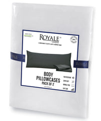 Royale Linens Body Pillow Cover - Double Brushed 1800 Microfiber - 20"x54" with Hidden Zipper Closure - Wrinkle & Fade Resistant - Super Soft Body Pillowcase 2 Pack (White, Pack of 2)