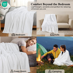 Royale Linens Cotton Waffle Blanket - Breathable And Soft, Lightweight And Cozy Waffle Weave Bed Blanket For All Season