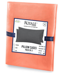 Royale Linens Queen Pillowcase Set of 2 - Bed Pillow Cover - 20" x 30" - Coral Pillowcases - 1800 Brushed Microfiber, Wrinkle & Fade Resistant - Soft & Cozy- Queen Size Pillow Case (Queen, Coral)