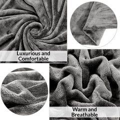 ROYALE LINENS Fleece Blanket Throw Size - Fleece Bed Blanket - All Season Warm Lightweight Super Soft Anti Static Throw Blanket - Grey Blanket - Hotel Quality- Blanket for Couch (50x60 Inches, Grey)