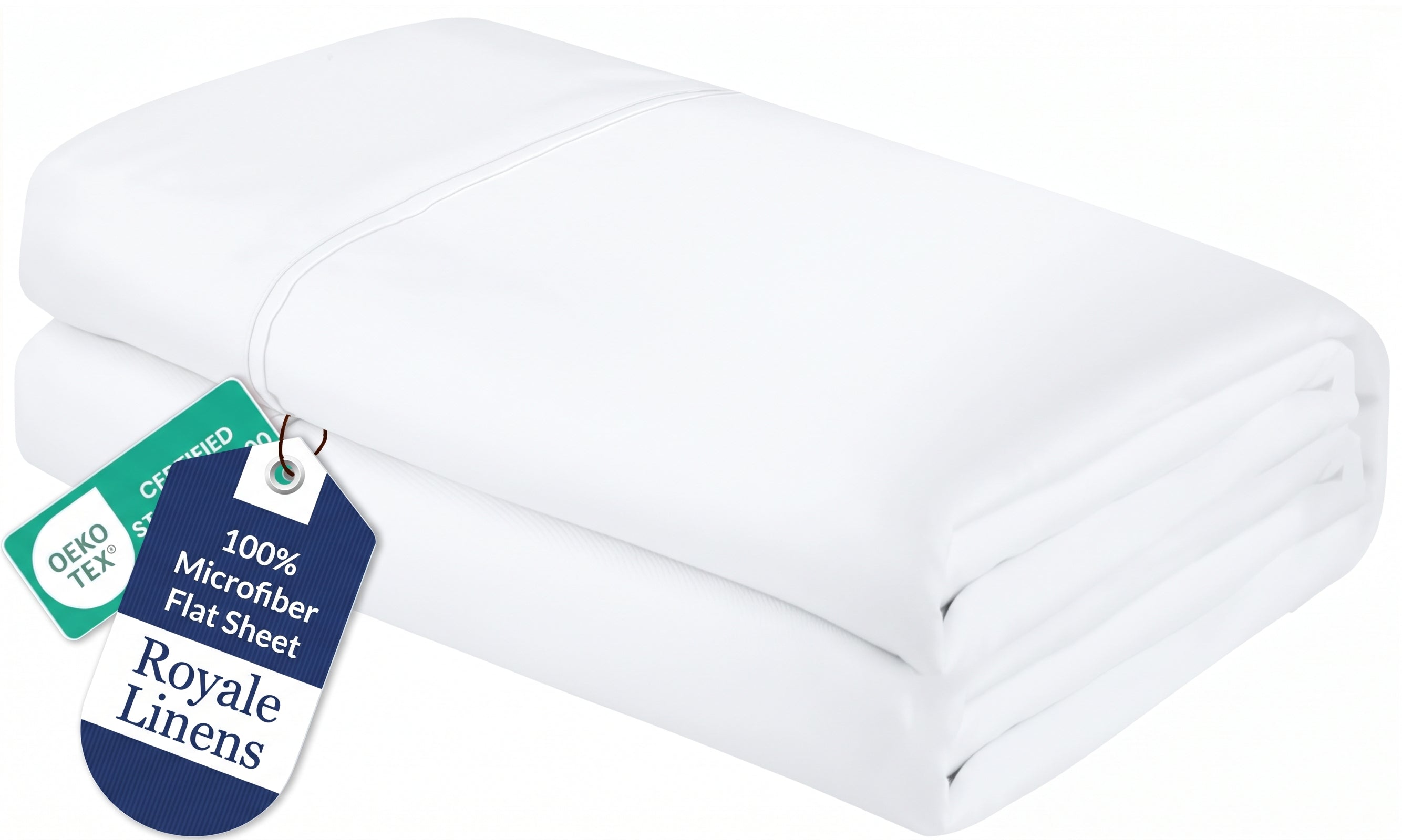 Royale Linens Flat Sheet Only - Brushed 1800 Microfiber - Ultra Soft & Breathable - Wrinkle & Stain Resistant - Hotel Quality Flat Sheet Sold Separately - Top Sheet For Bed - ( White)