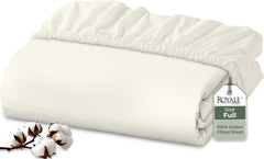 Royale Linens 100% Organic Cotton Percale Weave Super Soft Deep Pocket Bottom Sheets Elastic Sheet Fitted Sheets Only