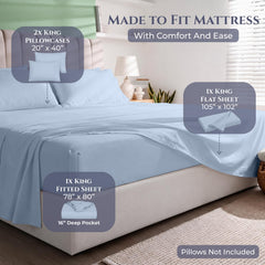 Royale Linens 300TC Cotton Sheet Set Lake Blue