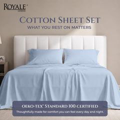 Royale Linens 300TC Cotton Sheet Set Lake Blue