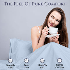 Royale Linens 300TC Cotton Sheet Set Lake Blue